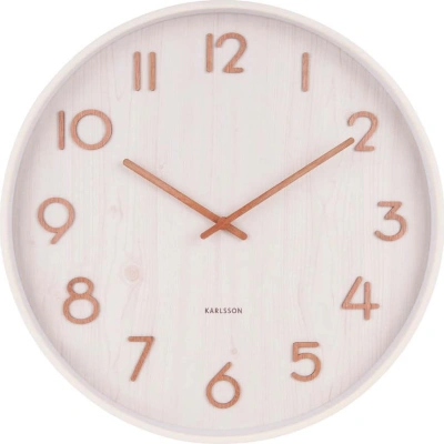 Bílé nástěnné hodiny z lipového dřeva Karlsson Pure Medium, ø 40 cm