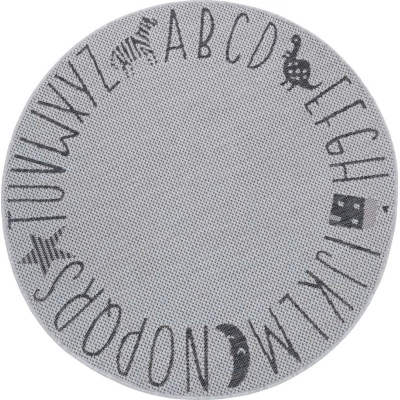 Šedý dětský koberec Ragami Letters, ø 120 cm