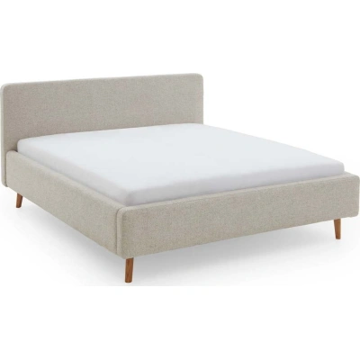 Béžová čalouněná dvoulůžková postel s úložným prostorem a roštem 180x200 cm Mattis – Meise Möbel