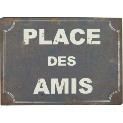 Kovová cedule 21x15 cm Place des Amis – Antic Line