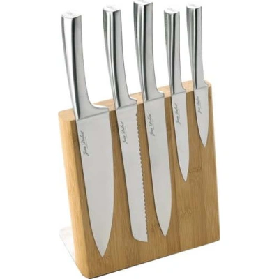 Sada 5 nožů z nerezové oceli s magnetickým bambusovým blokem Jean Dubost Meteor Bamboo