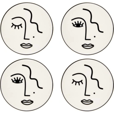 Sada 4 porcelánových podtácků Sass & Belle Abstract Face
