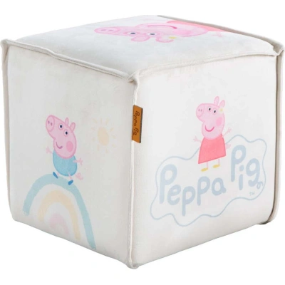 Bílý sametový dětský puf Peppa Pig – Roba
