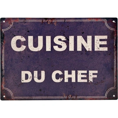 Kovovo-skleněná cedule 30x21 cm Cuisine Du Chef – Antic Line