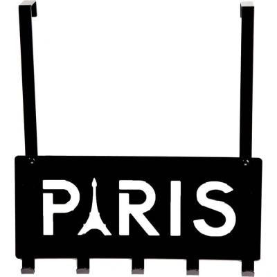 Černý kovový věšák na dveře 30 cm Paris – Compactor