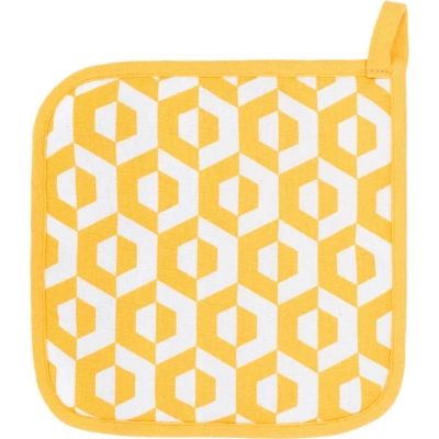 Sada 2 žlutých bavlněných chňapek Tiseco Home Studio Hexagon