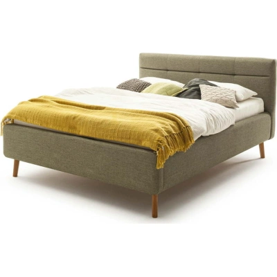 Zelená čalouněná dvoulůžková postel s úložným prostorem s roštem 180x200 cm Lotte - Meise Möbel