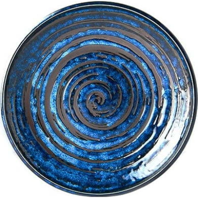 Modrý keramický talíř MIJ Copper Swirl, ø 20 cm