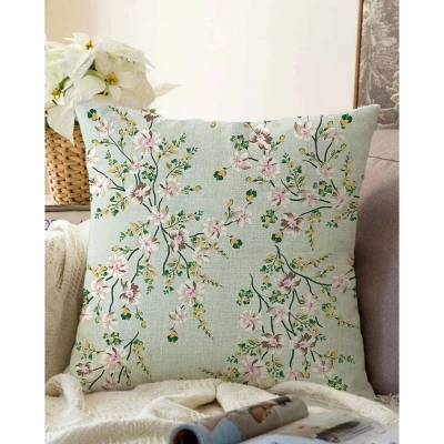Zelený povlak na polštář s příměsí bavlny Minimalist Cushion Covers Bloom, 55 x 55 cm