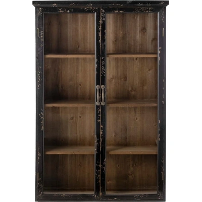 Černá vitrína z jedlového dřeva 81x122 cm Hazem – Bloomingville