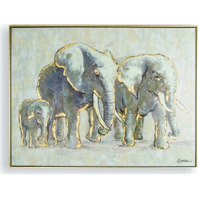 Ručně malovaný obraz Graham & Brown Elephant Family, 80 x 60 cm