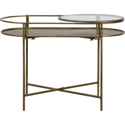Skleněný odkládací stolek s podnožím ve zlaté barvě BePureHome