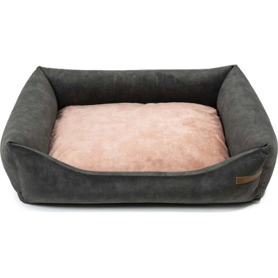 Růžovo-tmavě šedý pelíšek pro psa 85x105 cm SoftBED Eco XL – Rexproduct