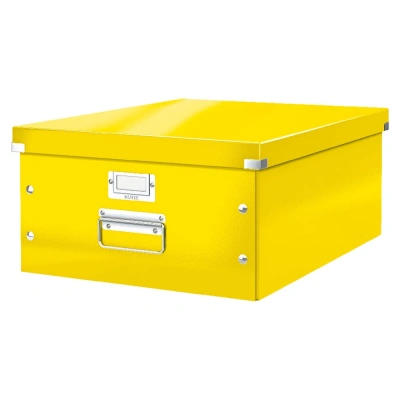 Žlutý kartonový úložný box s víkem 37x48x20 cm Click&Store – Leitz