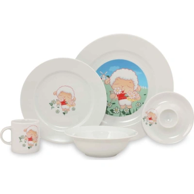 5dílný dětský porcelánový jídelní set Kütahya Porselen Sheep