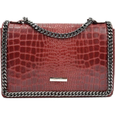 Červená kožená kabelka Carla Ferreri Chain