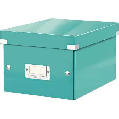 Zeleno-tyrkysový kartonový úložný box s víkem 22x28x16 cm Click&Store – Leitz