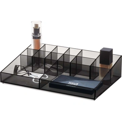 Matně černý koupelnový organizér na kosmetiku z recyklovaného plastu Cosmetic Station – iDesign
