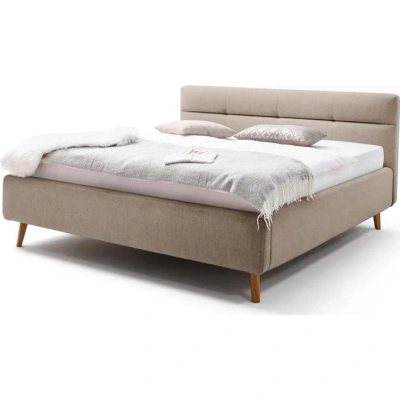 Béžová čalouněná dvoulůžková postel s úložným prostorem s roštem 180x200 cm Lotte – Meise Möbel