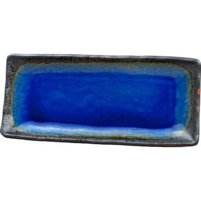 Modrý keramický servírovací talíř MIJ Cobalt, 29 x 12 cm