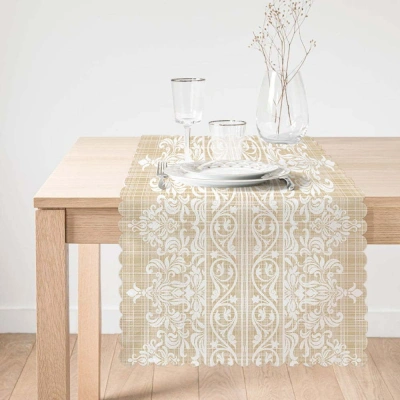 Běhoun na stůl Minimalist Cushion Covers Beige Ethnic, 45 x 140 cm