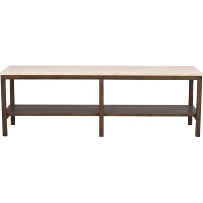 Hnědo-béžový konzolový stolek s deskou z kamene 140x40 cm Orwel - Rowico