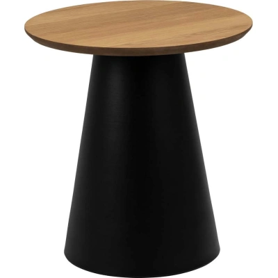 Černo-přírodní kulatý konferenční stolek s deskou v dubovém dekoru ø 45 cm Soli – Actona