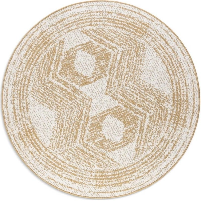 Okrově žluto-krémový kulatý venkovní koberec ø 200 cm Gemini – Elle Decoration
