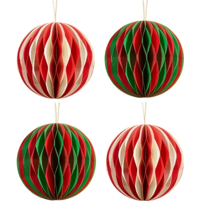 Papírové vánoční ozdoby v sadě 4 ks Honeycomb Balls – Sass & Belle