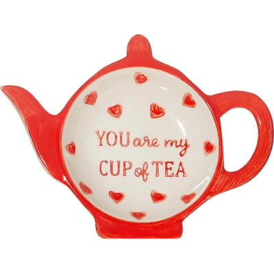 Červeno-bílá keramická odkládací miska na čajový sáček You are My Cup of Tea – Sass & Belle