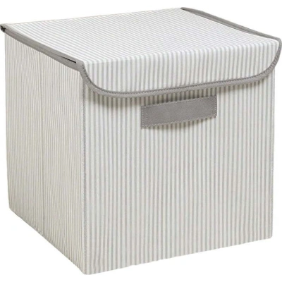 Šedý látkový úložný box s víkem 30x30x30 cm – Mioli Decor