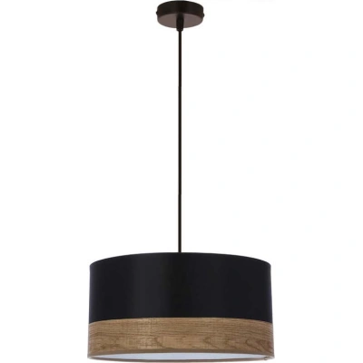 Černé závěsné svítidlo s textilním stínidlem ø 30 cm Porto – Candellux Lighting